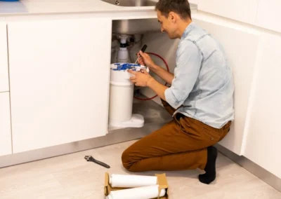 A plumber Installing water filter in San Jose